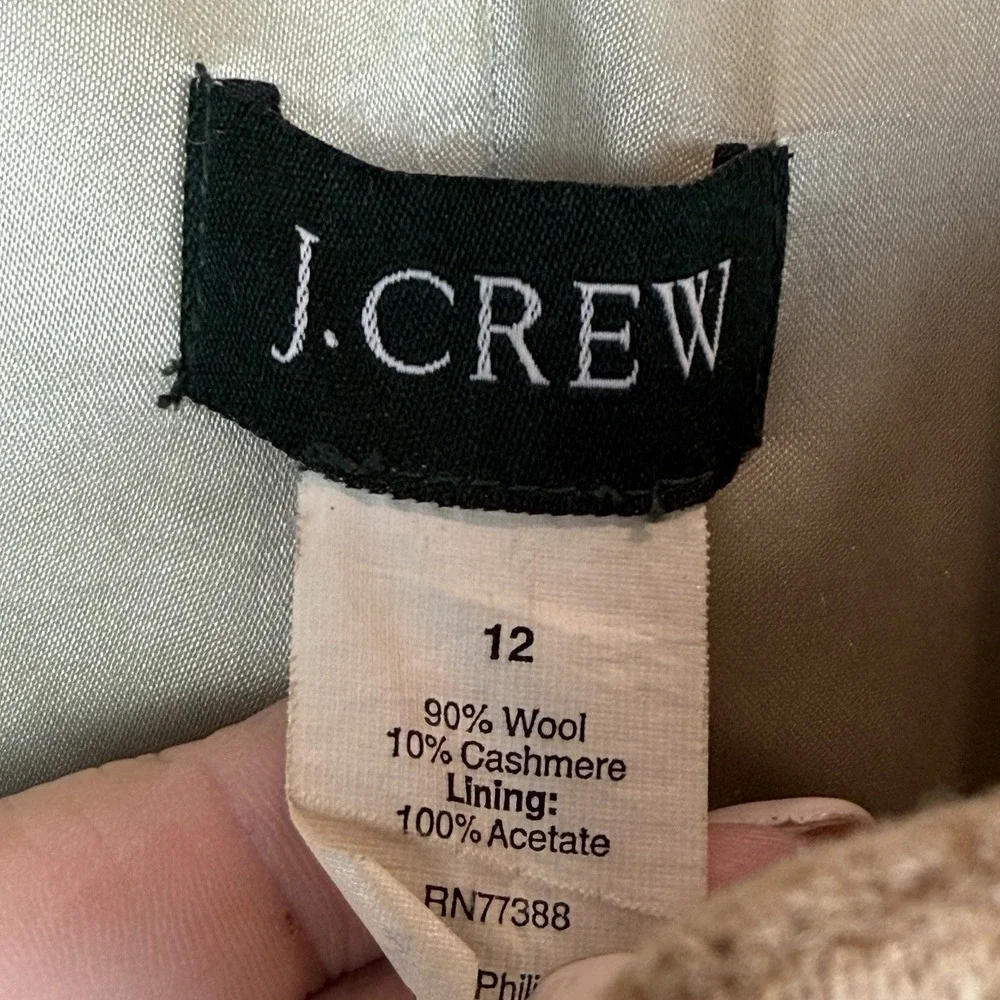 J. Crew Pea Car Coat Women 12 Beige Carrie Wool Cashmere Classic Old Money - Picture 7 of 9